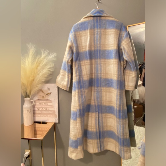 CINQ A SEPT
Lita Plaid Shawl-Collar Fringe Coat - Picture 6 of 9